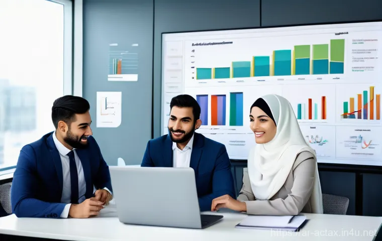 전산세무회계 실기 시험 팁 - **Prompt:** A young, focused Arab woman, dressed in modest, professional attire and a stylish hijab,...