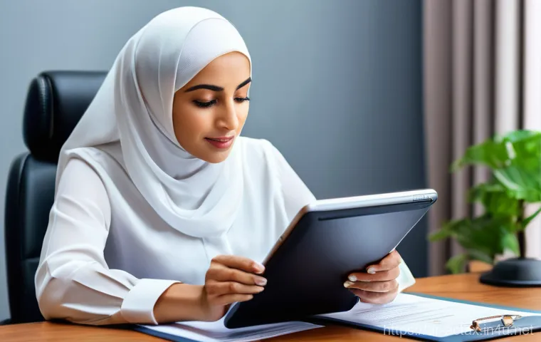 전산세무회계 실기 시험 팁 - **Prompt:** A diverse group of four young Arab professionals, two men and two women (all in contempo...