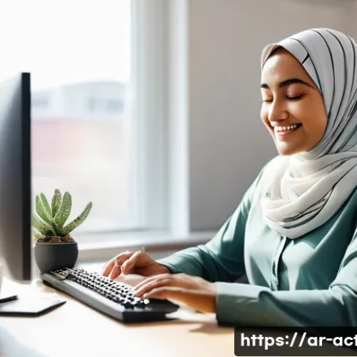 전산세무회계 직무 스트레스 관리법 - **Prompt:** A brightly lit, organized office space. A female accountant in her late 20s, wearing a m...