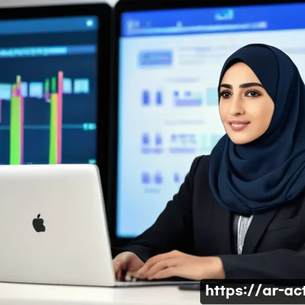 전산세무회계 고급 자격증 취득 준비 - A professional Middle Eastern accountant in a modern office setting, wearing business attire with a ...